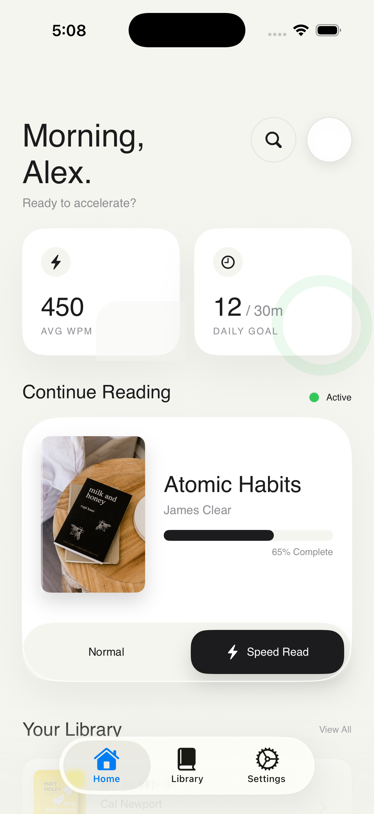 Unread app home screen